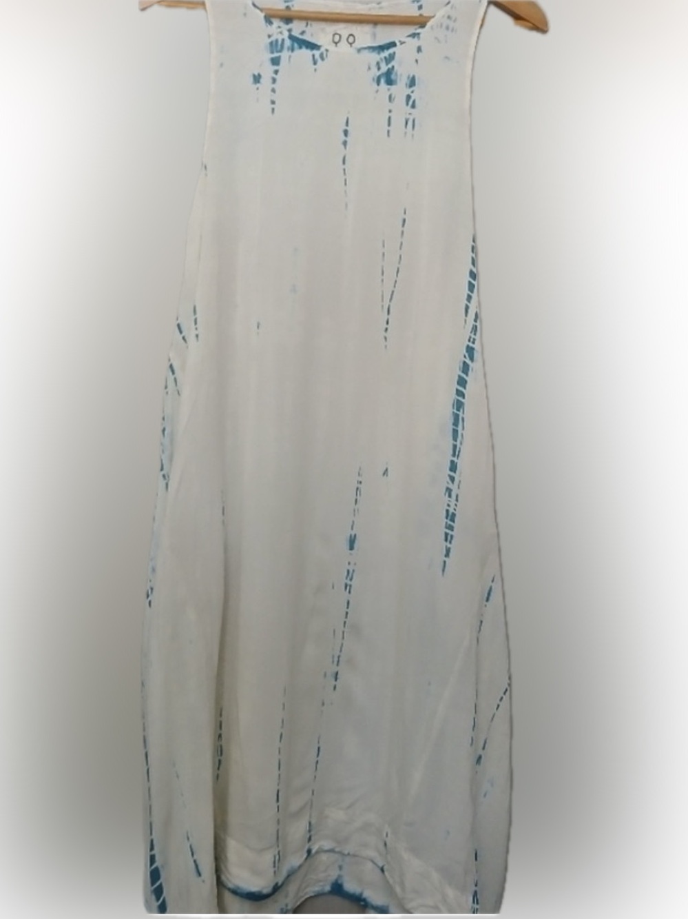 Johnny Was White and Teal Tie-Dye Sleeveless Maxi Dress